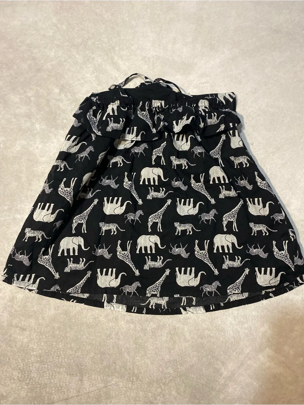Old Navy Baby Girl Ruffle Safari Animal Print Sundress Size 18-24 Months Black
